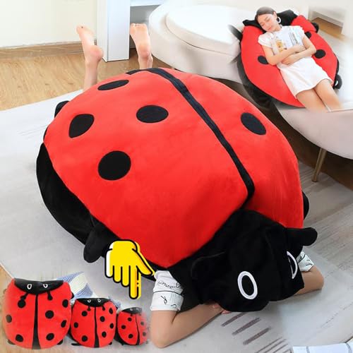 Big Bug Pillow Marienkäfer, Riesiges tragbares Marienkäferkissen, lustiges Marienkäfer-Kuscheltierkostüm zum Anziehen (60cm) von YCYATS