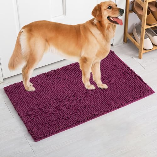 Cleany Matte Hund, Eingangstürmatte mit Wasserabsorbierenden, Fussmatte für Hund, Schmutzfangmatte, rutschfeste Maschinenwaschbare Fußmatte, Eingang, Flur, Küche, Bad (Dunkelviolett, 45*70cm) von YCYATS