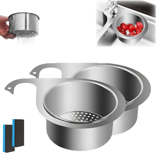 Multi-functional Drain Basket, 2024 Neuestes Spüle Sieb Korb Wasserhahn Hängender Filterkorb, Sink Strainer, Eckspülbecken-Sieb (2PCS) von YCYATS