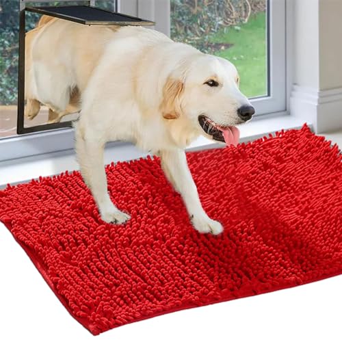 YCYATS Cleany Matte Hund, Hunde Schmutzfangmatte, Hundeteppich Fussmatte Hund (Rot, 80x120cm) von YCYATS