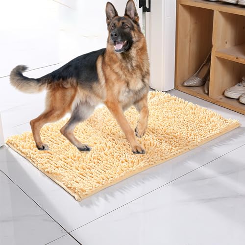 YCYATS Cleany Matte Hunde, Ultra-Absorbant Schmutzfangmatte, Hundeteppich Sauberlaufmatte Super Absorbierende Bodenmatte für schlammige, nasse Pfoten und Schuhe (Beige, 80 * 120cm) von YCYATS