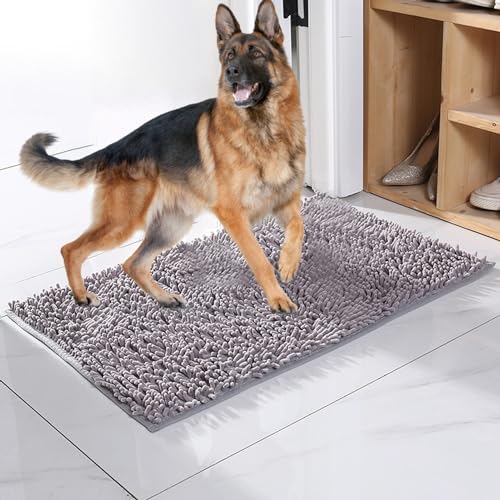 YCYATS Cleany Matte Hunde, Ultra-Absorbant Schmutzfangmatte, Hundeteppich Sauberlaufmatte Super Absorbierende Bodenmatte für schlammige, nasse Pfoten und Schuhe (Grau, 50x80cm) von YCYATS