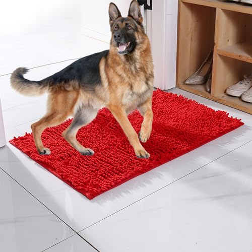 YCYATS Cleany Matte Hunde, Ultra-Absorbant Schmutzfangmatte, Hundeteppich Sauberlaufmatte Super Absorbierende Bodenmatte für schlammige, nasse Pfoten und Schuhe (Rot, 80 * 120cm) von YCYATS