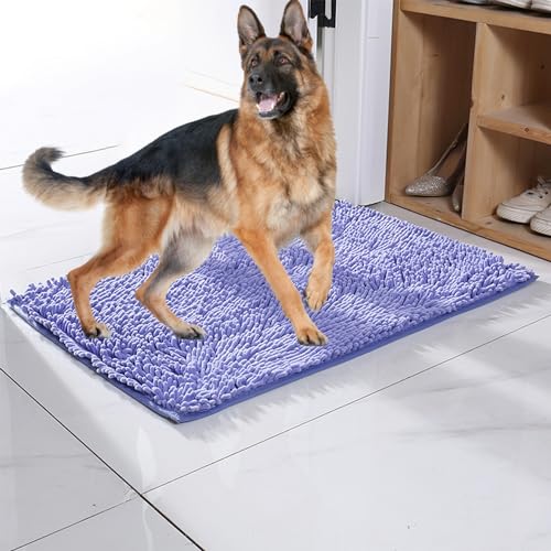 YCYATS Cleany Matte Hunde, Ultra-Absorbant Schmutzfangmatte, Hundeteppich Sauberlaufmatte Super Absorbierende Bodenmatte für schlammige, nasse Pfoten und Schuhe (Violettblau, 80 * 120cm) von YCYATS