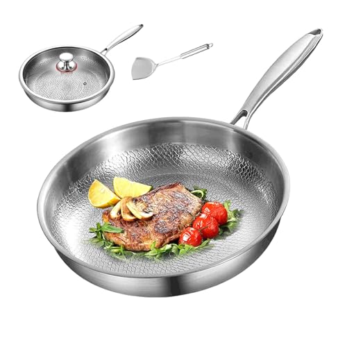 YCYATS Gehämmerte Titanpfanne Pro mit Deckel, multifunktionales Topf- und Pfannenset, antihaftbeschichtete Titan-Bratpfannen zum Kochen (30 cm (11,8 Zoll)) von YCYATS