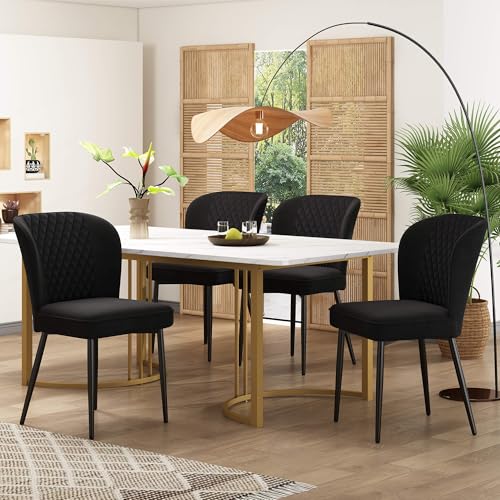 YCYDHDM Esstisch mit 4 Stühlen, Esstisch Set mit Verstellbare Stuhlbeine, Küchentisch Set für 4 Personen, Essstuhl aus Samt für Esszimmer und Wohnzimmer, MDF Tischplatte, Goldene Tischbeine YCYDHDM Esstisch mit 4 Stühlen, Esstisch Set mit Verstellbare Stuhlbeine, Küchentisch Set für 4 Personen, Essstuhl aus Samt für Esszimmer und Wohnzimmer, MDF Tischplatte, Goldene Tischbeine von YCYDHDM