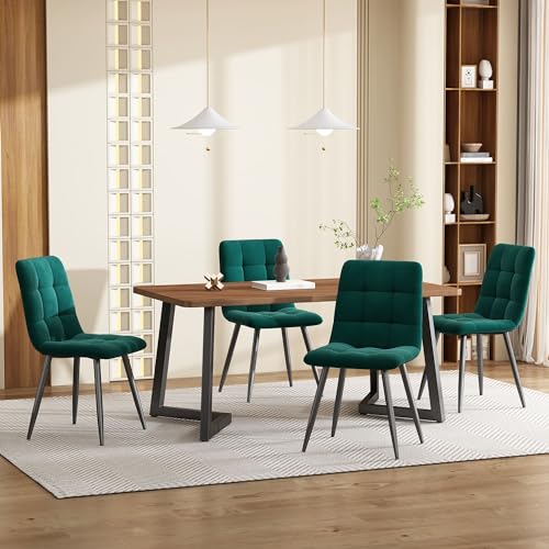 YCYDHDM Esstisch mit 4 Stühlen Set, Essgruppe mit Essstuhl aus Samt, Küchentisch mit Schwarz Metallbeinen, Moderner Küchentisch Set für Wohnzimmer und Esszimmer, MDF Tischplatte, Grün YCYDHDM Esstisch mit 4 Stühlen Set, Essgruppe mit Essstuhl aus Samt, Küchentisch mit Schwarz Metallbeinen, Moderner Küchentisch Set für Wohnzimmer und Esszimmer, MDF Tischplatte, Grün von YCYDHDM