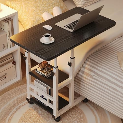 YCYHXJB Beistelltisch C Form, Standing Desk mit Ablageflächen, Schreibtische mit Rollen, Mobiler Computertisch für Wohnzimmer und Schlafzimmer(Black,60 * 40cm/23.6 * 15.7in) von YCYHXJB