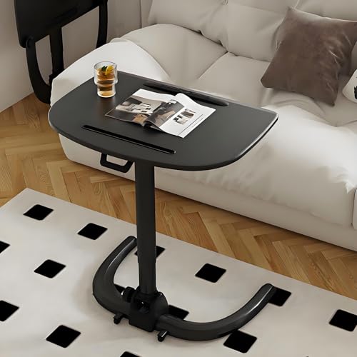YCYHXJB Beistelltisch Höhenverstellbar mit Rollen, Pflegetisch für Bett, Pneumatischer Couch Beistelltisch, Adjustable Standing Desk Belastbar Bis 50 kg(Black) von YCYHXJB