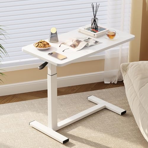 YCYHXJB Verstellbarer Beistelltisch Couch, Beistelltisch C Form, Pneumatischer Laptoptisch, Mobiler Standing Desk(White,40 * 80cm/15.7 * 31.5in) von YCYHXJB