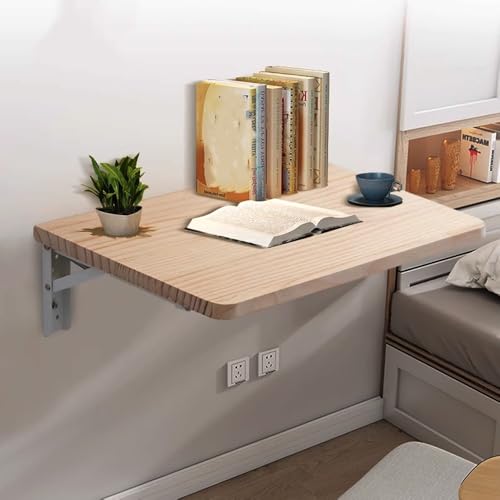 YCYHZC 100cm Klapptisch Holz Wandmontage, Klappbarer Computertisch Küchen Esstisch, Klappbarer Hängeschreibtisch Mit Regalhalterung Metall(30x80cm/11.8x31.4in) von YCYHZC