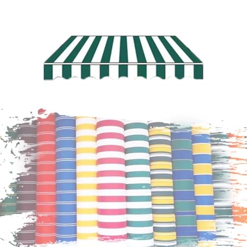 YCYHZC 7x3.0m 6x3.0m 3x3.0m Markisen-Ersatzstoff, Sonnenschutz-Schutzabdeckung, Markisenoberteil, Einziehbares Gestreiftes Canvas-Markisentuch(Green,3x2.5m/10x8ft) von YCYHZC