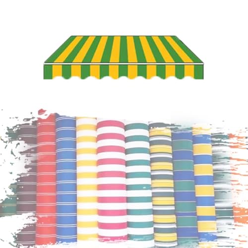 YCYHZC 7x3.0m 6x3.0m 3x3.0m Markisen-Ersatzstoff, Sonnenschutz-Schutzabdeckung, Markisenoberteil, Einziehbares Gestreiftes Canvas-Markisentuch(Yellow,7x3.0m/23x10ft) von YCYHZC