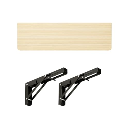 YCYHZC Klappbarer Wandtisch Zuhause, Wandmontierter Klapptisch Holz, Faltbarer Wandschreibtisch Mit Metallregalhalterung Für Esszimmer Arbeitszimmer(Log,L 40CM) von YCYHZC