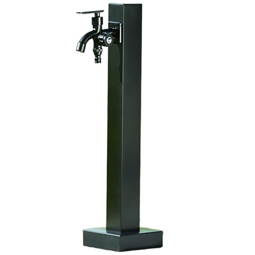 Wassersäule Garten aus Edelstahl, Wassersäule Garten mit Wasserhahn mit Zwei Wasserauslässen, Quadratischem Schlauchhalter für Einfaches Gießen(60cm/24in) von YCYRF