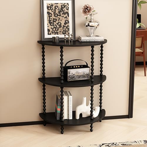 YCYRF 3-Schicht Halbmond Konsolentisch, Regal Flur, Beistelltisch Schmal, Flurschrank Schmal mit Ablage, Schreibtisch für Eingangsbereich, Wohnzimmer, Flur, Foyer(Black,80x40x96cm/31x16x38in) von YCYRF