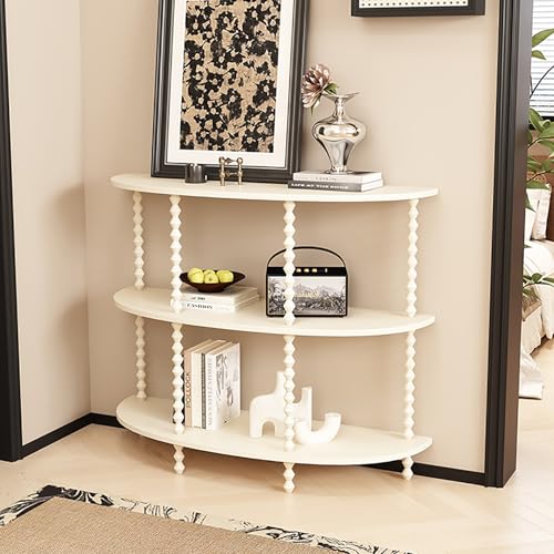 YCYRF 3-Schicht Halbmond Konsolentisch, Regal Flur, Beistelltisch Schmal, Flurschrank Schmal mit Ablage, Schreibtisch für Eingangsbereich, Wohnzimmer, Flur, Foyer(White,100x40x96cm/39x16x38in) von YCYRF