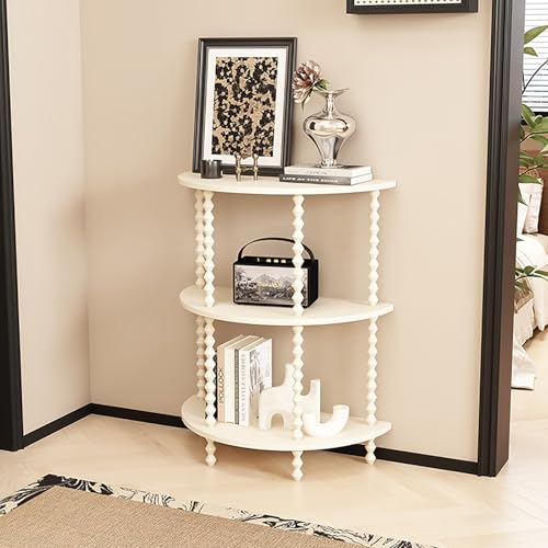 YCYRF 3-Schicht Halbmond Konsolentisch, Regal Flur, Beistelltisch Schmal, Flurschrank Schmal mit Ablage, Schreibtisch für Eingangsbereich, Wohnzimmer, Flur, Foyer(White,80x40x96cm/31x16x38in) von YCYRF