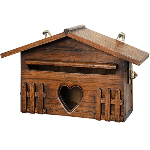 YCYRF Briefkästen aus Holz für Draußen, Briefkasten Vintage zur Wandmontage mit Sichtfenster als Dekoration für Das Haus für Briefe, Karten, 32x12x18cm von YCYRF