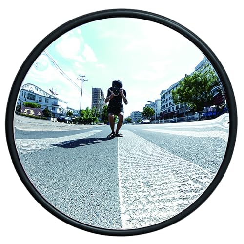 YCYRF PC-Konvex-Verkehrsspiegel, Traffic Mirror, Wandmontage, Parabolspiegel, Ausfahrt Spiegel, Einstellbarer Weitwinkel, Abdeckung des Toten Winkels im Innen- und Außenbereich(Black,30cm/12in) von YCYRF