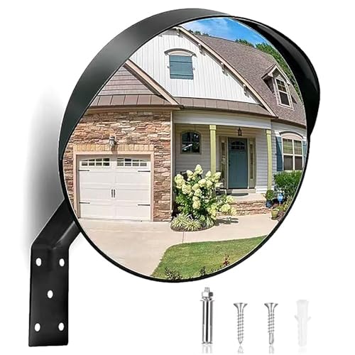 YCYRF Verkehrsspiegel aus Acryl, Konvex Ausfahrt Spiegel mit Verstellbarer Halterung für Einfahrt, Garage Sowie Zur ÜBerwachung von Ecken und Toten Winkeln im Innen- und Außenbereich(40cm/16in) von YCYRF