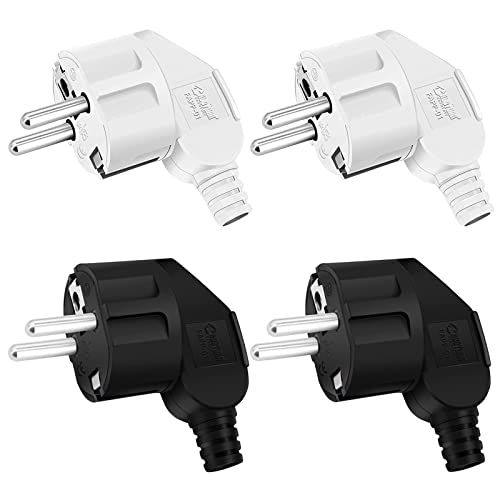 Schutzkontakt Stecker 4 Stücke Kupplung Set Gummi Stecker Schutzkontaktstecker Abnehmbarer Stecker Europa-Stecker Kunststoff 250V (16A) Für 8-10mm Kabel, IP20 Für Den Innenbereich, Schwarz/Weiss von YCZCHE14