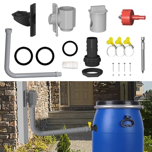 Regenwassersammler, 70-100mm Fallrohr Regensammler Speedy, Regendieb Wasserfangsystem mit 1m Schlauch, Regentonnen Anschluss Verbinder Set mit Montagezubehör für Dächer bis 100 m² von YD