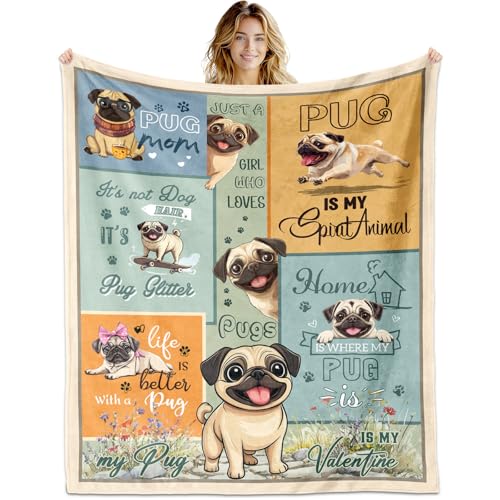 YDAISCU Mops-Geschenke für Mops-Liebhaber, Überwurf-Decken, 152,4 x 127,7 cm, Mops-Geschenk für Frauen und Mädchen YDAISCU Mops-Geschenke für Mops-Liebhaber, Überwurf-Decken, 152,4 x 127,7 cm, Mops-Geschenk für Frauen und Mädchen von YDAISCU