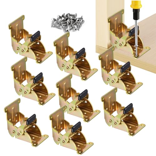 YDAJIURI Klappklammern, 8 Stück, robuste selbstsichernde Scharniere mit Schrauben, faltbare Verriegelungsverlängerung, Stützhalterungen für Tischbeine, Bettbeine, Werkbänke, Gold YDAJIURI Klappklammern, 8 Stück, robuste selbstsichernde Scharniere mit Schrauben, faltbare Verriegelungsverlängerung, Stützhalterungen für Tischbeine, Bettbeine, Werkbänke, Gold von YDAJIURI ㅤ