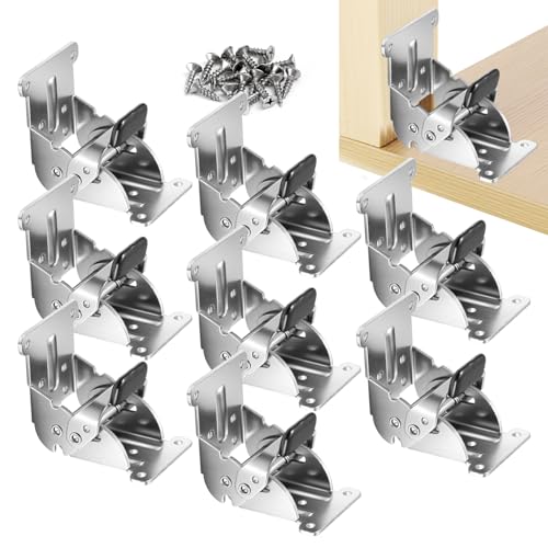 YDAJIURI Klappklammern, 8 Stück, robuste selbstsichernde Scharniere mit Schrauben, faltbare Verriegelungsverlängerung, Stützhalterungen für Tischbeine, Bettbeine, Werkbänke, Silber YDAJIURI Klappklammern, 8 Stück, robuste selbstsichernde Scharniere mit Schrauben, faltbare Verriegelungsverlängerung, Stützhalterungen für Tischbeine, Bettbeine, Werkbänke, Silber von YDAJIURI ㅤ