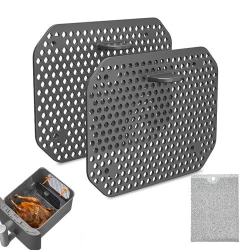 2 Stück Spritzschutz Zubehör für Ninja spritzschutz, Wiederverwendba Silikon heißluftfritteuse zubehör, Mit Reinigungstuch für Ninja Airfryer Double Stack XL SL400 und SL401 von YDAKGUEY