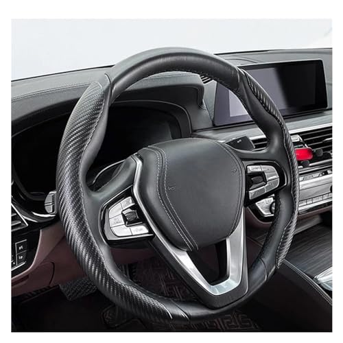 Lenkradbezug Auto 2 Stück Four Seasons Auto-Lenkradbezug Für Den Innenbereich Rutschfest Auto-Dekoration Zubehör Universell Universal Lenkradschutz(Black) von YDCDFVBVGM