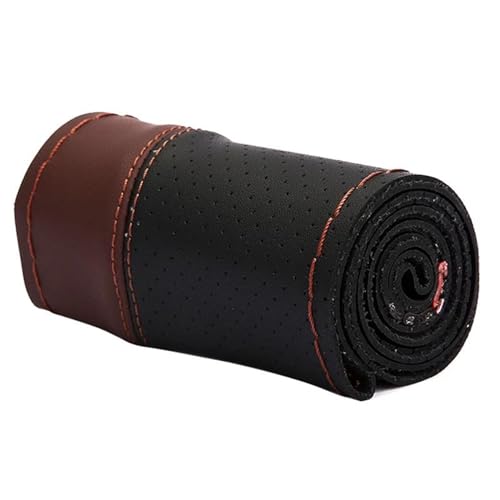 Lenkradbezug Auto 38 Cm Auto-Lenkradbezug Modische Nähte Handgenäht Weich Rutschfest Auto-Innenausstattung Universal Lenkradschutz(Dark Brown) von YDCDFVBVGM