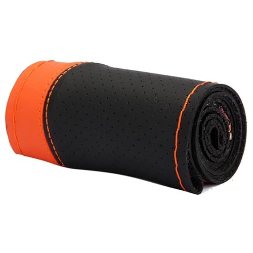 Lenkradbezug Auto 38 Cm Auto-Lenkradbezug Modische Nähte Handgenäht Weich Rutschfest Auto-Innenausstattung Universal Lenkradschutz(Orange) von YDCDFVBVGM