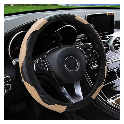 Lenkradbezug Auto Auto-Lenkradbezug Atmungsaktiv Rutschfest Geeignet Für 37–38,5 Cm Auto-Dekoration Universal Lenkradschutz(Beige) von YDCDFVBVGM