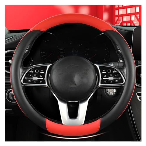 Lenkradbezug Auto Auto-Lenkradbezug Colorblock Auto-Innenausstattung Rutschfestes Atmungsaktives Zubehör Universal Lenkradschutz(Black red circle) von YDCDFVBVGM