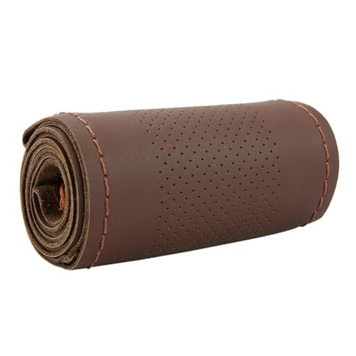 Lenkradbezug Auto Mikrofaser-Leder-Lenkradbezug 37–38 Cm Auto-Lenkradbezug Auto-Innenausstattung Universal Lenkradschutz(Dark Brown Half hole) von YDCDFVBVGM