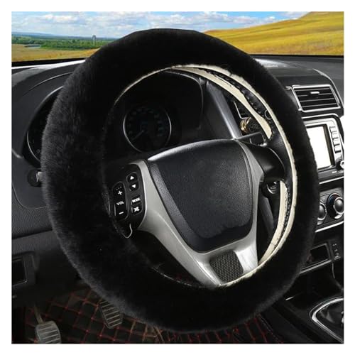 Lenkradbezug Auto Universal 36-39 Cm Auto Lenkrad Abdeckung Flauschigen Kaninchen Haar Abdeckung Für Lenkrad Auto Lenkung Wrap Universal Lenkradschutz(Black) von YDCDFVBVGM