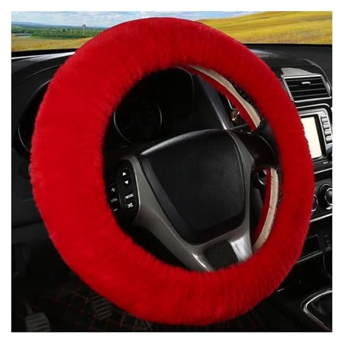 Lenkradbezug Auto Universal 36-39 Cm Auto Lenkrad Abdeckung Flauschigen Kaninchen Haar Abdeckung Für Lenkrad Auto Lenkung Wrap Universal Lenkradschutz(Red) von YDCDFVBVGM