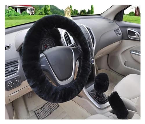 Lenkradbezug Auto Universelles 3-teiliges Lenkrad-Auto-Lenkrad-Abdeckungs-Set Handbremsgetriebe-Abdeckungs-Set Auto-Innenzubehör Universal Lenkradschutz(Black) von YDCDFVBVGM