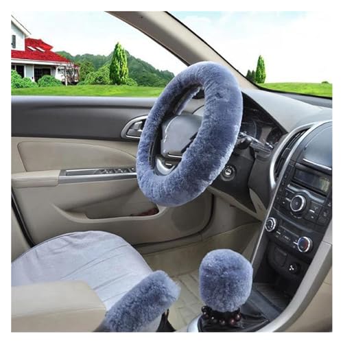Lenkradbezug Auto Universelles 3-teiliges Lenkrad-Auto-Lenkrad-Abdeckungs-Set Handbremsgetriebe-Abdeckungs-Set Auto-Innenzubehör Universal Lenkradschutz(BlueGrey) von YDCDFVBVGM