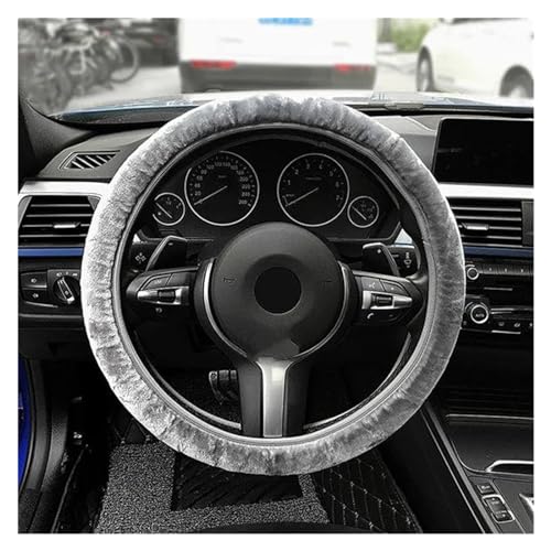 Lenkradbezug Auto Weicher Auto-Lenkradbezug Plüsch-Lenkradschutzhülle 38 Cm Zubehör Innenausstattung Universal Lenkradschutz(Gray) von YDCDFVBVGM