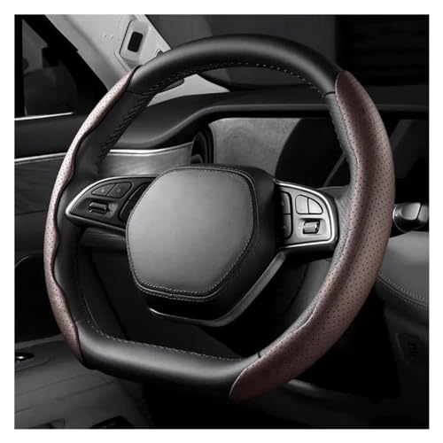 YDCDFVBVGM Lenkradbezug Auto 38 cm, 2 Stück, Aussehen Universeller Auto-Lenkradbezug rutschfest Auto-Innenraum Auto-Dekoration Zubehör Universal Lenkradschutz(C Dark Brown 2pcs) von YDCDFVBVGM