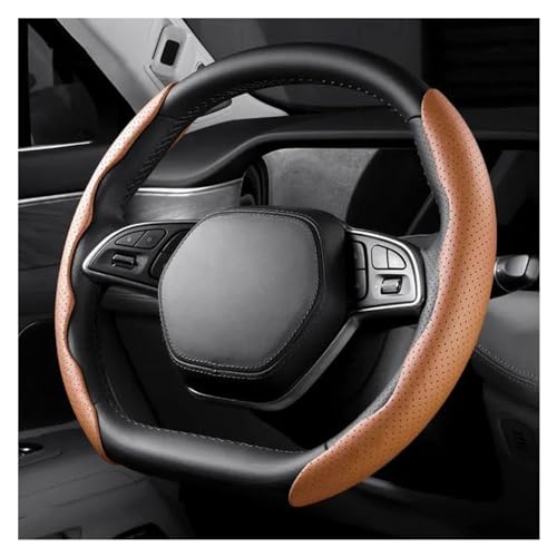 YDCDFVBVGM Lenkradbezug Auto 38 cm, 2 Stück, Aussehen Universeller Auto-Lenkradbezug rutschfest Auto-Innenraum Auto-Dekoration Zubehör Universal Lenkradschutz(C Light Brown 2pcs) von YDCDFVBVGM