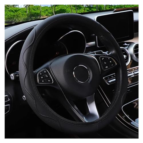 YDCDFVBVGM Lenkradbezug Auto 38 cm Auto-Lenkradbezug rutschfest Universelle Innendekoration Auto-Innenausstattung Universal Lenkradschutz(Black) von YDCDFVBVGM