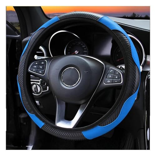 YDCDFVBVGM Lenkradbezug Auto Auto-Lenkradbezug Atmungsaktiv rutschfest Lenkbezüge Geeignet Für 37–38 cm Auto-Dekoration Universal Lenkradschutz(Black Blue) von YDCDFVBVGM