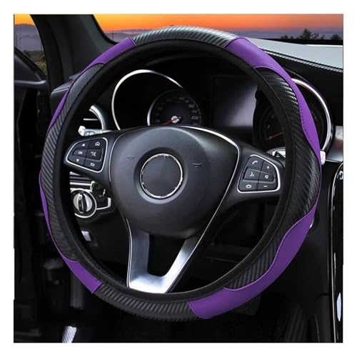 YDCDFVBVGM Lenkradbezug Auto Auto-Lenkradbezug Atmungsaktiv rutschfest Lenkbezüge Geeignet Für 37–38 cm Auto-Dekoration Universal Lenkradschutz(Black purle) von YDCDFVBVGM
