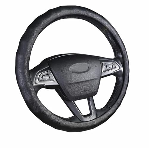YDCDFVBVGM Lenkradbezug Auto Für Benz Auto Leder rutschfeste Runde Universal Autoteile 38 cm Lenkradabdeckung Innenzubehör Universal Lenkradschutz(Black Wireless) von YDCDFVBVGM