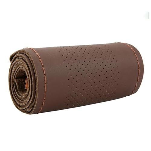 YDCDFVBVGM Lenkradbezug Auto Handgenähter Lenkradbezug 37–38 cm Innenausstattung Auto-Innenausstattung Auto-Lenkradbezug Universal Lenkradschutz(Half-Hole Dark Brown) von YDCDFVBVGM