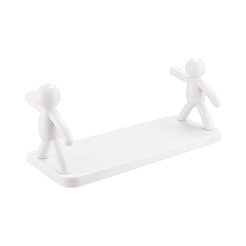 YDDM Kreatives Badezimmer Lagerregale Nette weiße Puppe Bösewicht-Regale Regal Selbstklebende Badezimmerkosmetik-Lagerregale (Color : White) von YDDM